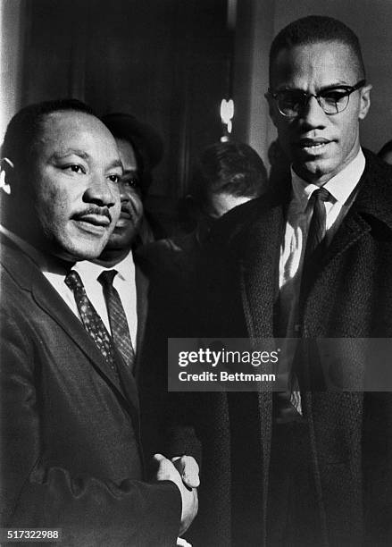 The brief, and only, meeting between Malcolm X and Martin Luther King , in the halls of the US Capitol, attending a Senate hearing on the Civil...