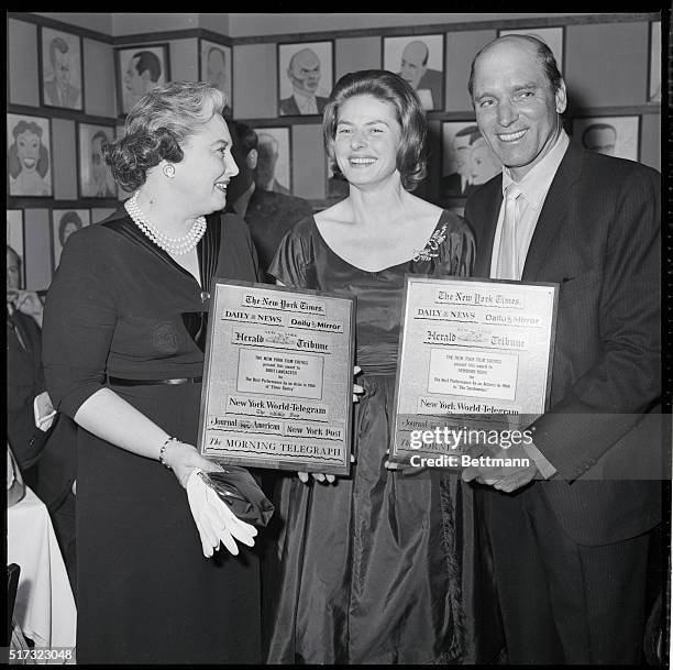 Actor Burt Lancaster receiving New York Film Critics Award.