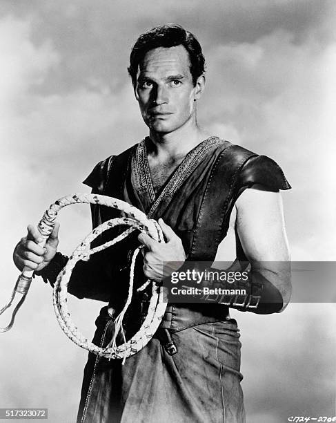 Charlton Heston as Ben Hur, in a publicity still from the movie Ben Hur.