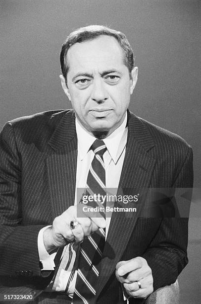 New York, NY: Mario Cuomo speaking on NBC's "Meet the Press." PH: Larry Rubenstein. TV show started in 1947.