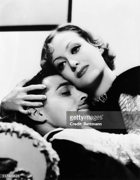 Clark Gable embraces Joan Crawford in the 1933 musical "Dancing Lady"