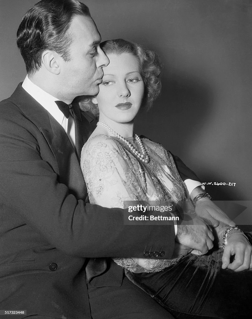 Actor Charles Boyer Hugging Actress Jean Arthur