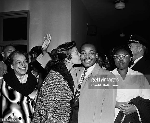 New York, NY: Martin Luther King , Leaving Harlem Hospital with his Wife Coretta.