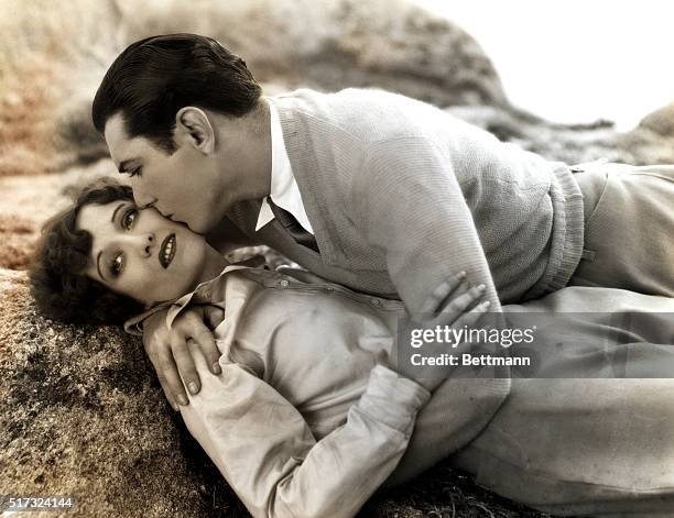 Joan Crawford and John Mack Brown in a scene from the movie, Our Dancing Daughters. A Cosmopolitan Production, a Metro Goldwyn Mayer picture, 1928....