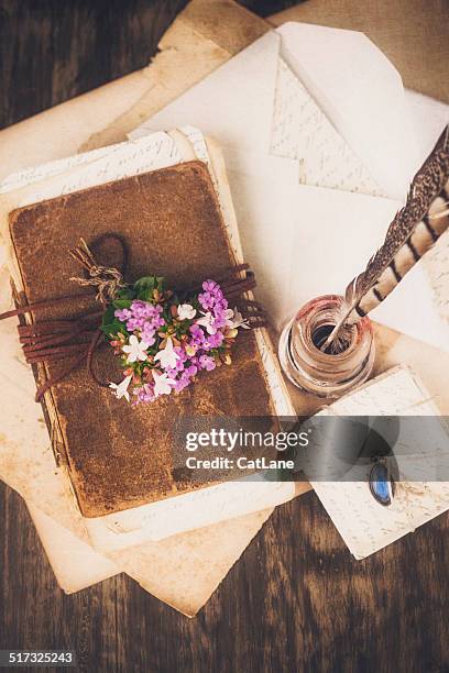 love letters and diary - past romances stock pictures, royalty-free photos & images