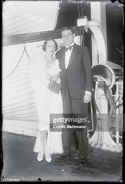New York. Mr. And Mrs. Oscar Hammerstein 11, as they soiled in the S.S. Olympic tonight for honeymoon abroad. Mr. Hammer stein is the noted...