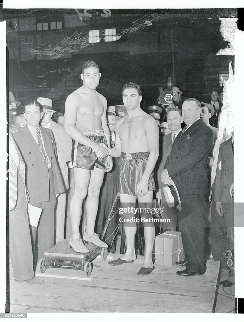 Max Schmeling and Joe Louis Shaking Hands