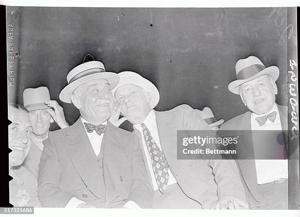 Col. Jacob Ruppert , owner of the New York Yankees, and Mike Jacobs, promoter of the fight, pictured at the Yankee Stadium, June 2nd, where they and...