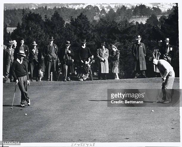 Marvin "Bud" Ward, Olympia, Washington professional , who defeated Ben Hogan, New York, to gain quarter finals in the $5,000 San Francisco match play...