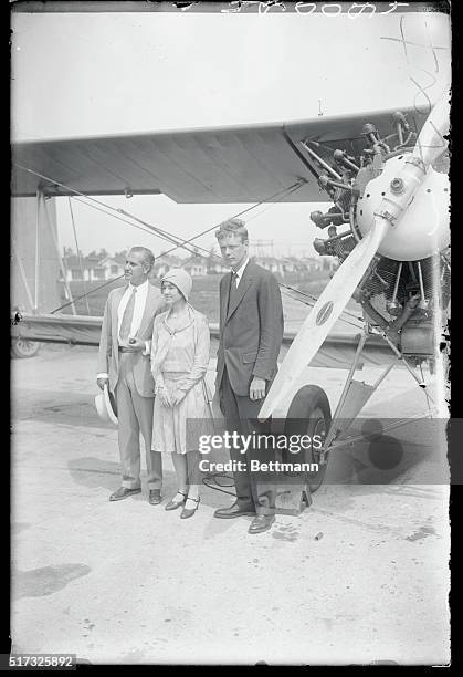 Mr. And Mrs. Charles Lindbergh with Harry Guggenheim.
