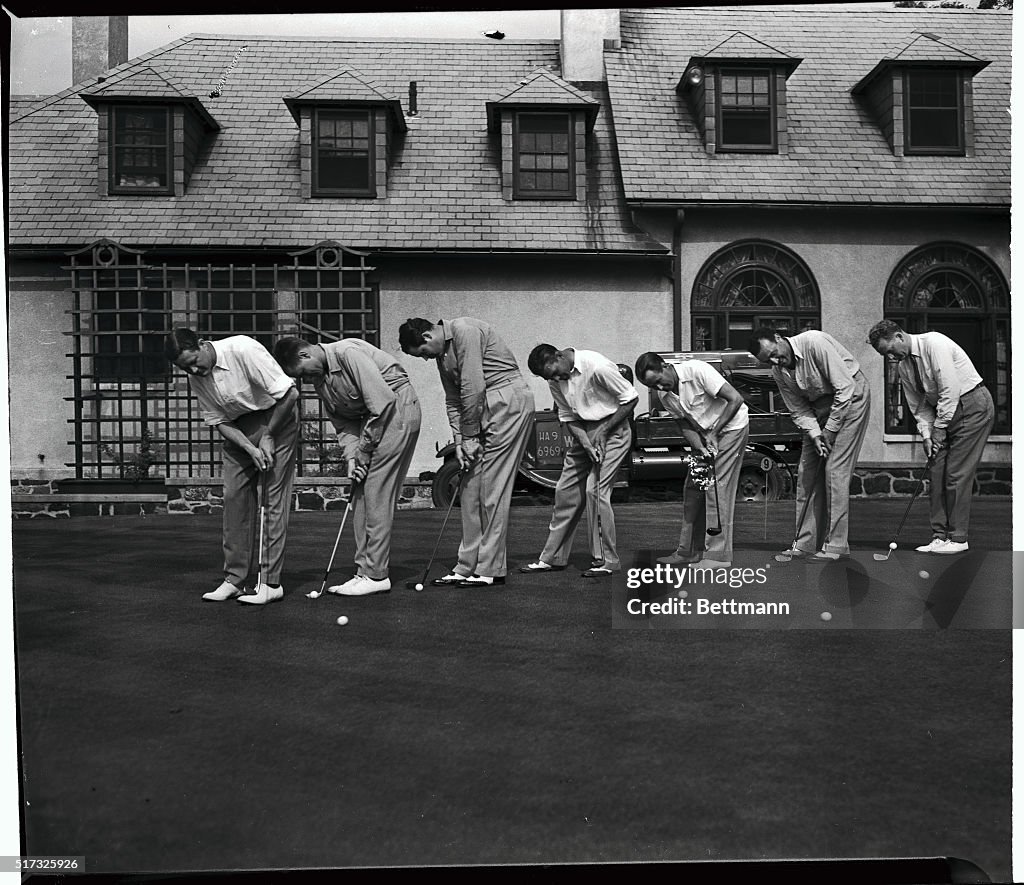Ben Hogan and Other Pro Golfers Practicing