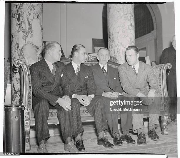 Charles D. "Casey" Stengel, newly-appointed manager of the Boston Bees baseball team, met members of the team and local baseball scribes at a...