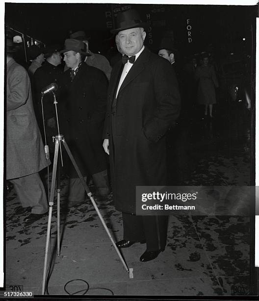 Mr. David Sarnoff arrives at the Broadway Theater here for the World Premiere of Walt Disney's latest production, "Fantasia." The opening of the...