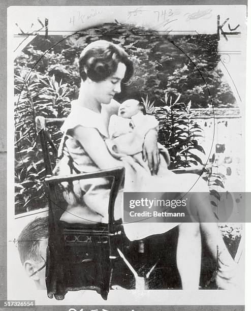 Anne Morrow Lindbergh holding her son, Charles Jr., namesake of his famous aviator father, Charles A. Lindbergh.