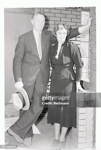 George Hart, piano player in a Reno Hotel, is shown with his bride, the former Mrs. Marcia Farrell Keresey. The announcement that Hart and Mrs....
