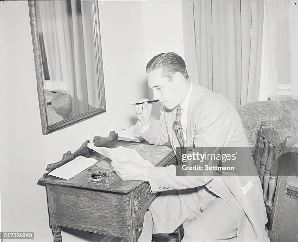 Cleveland, Ohio: Bob Feller Gets A Letter From Uncle Sam. Bob Feller, Cleveland Indians' fireball ace, got his draft questionnaire from Uncle Sam,...