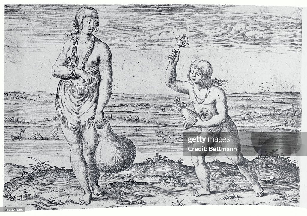 Engraving by Theodor de Bry After A Chief Lady of the Pomeiooc by John White