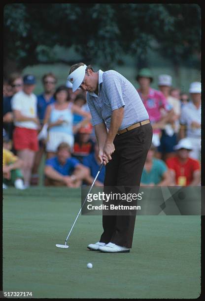 Tulsa, Okla.: Ray Floyd watches as his tee shot on during the second round of the PGA Championship. Floyd had a two stroke lead in the mid-point with...