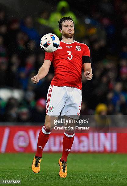 Wales player Adam Matthews in action during the International friendly match between Wales and Northern Ireland at Cardiff City Stadium on March 24,...