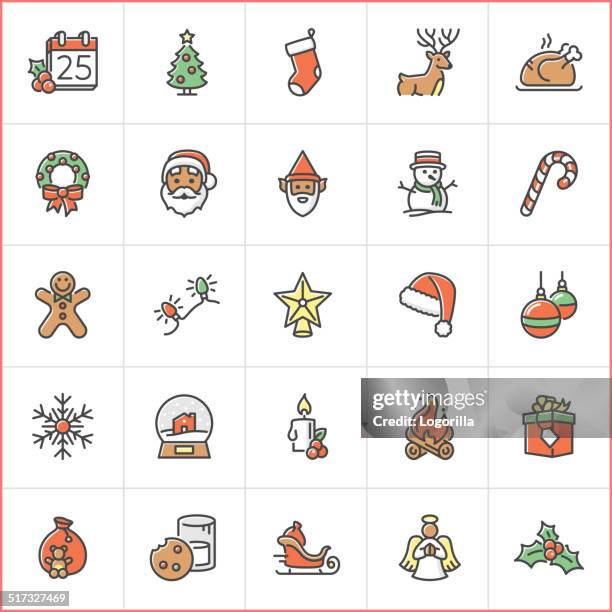 christmas icons - santa hat stock illustrations