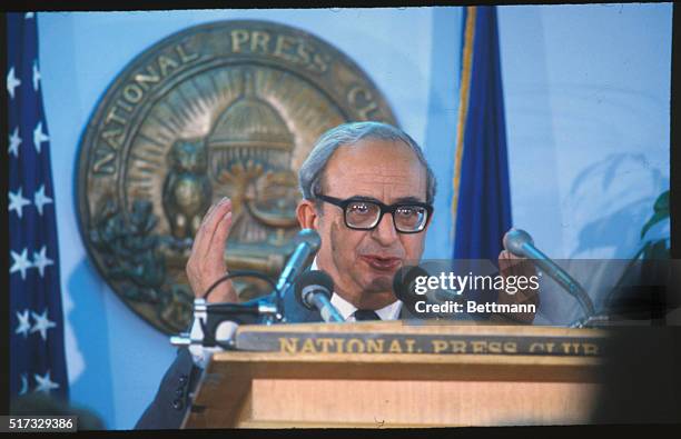 Washington, DC: Close of Yitzhak Navon, the President of Israel, speaking at the National Press Club in Washington, DC.