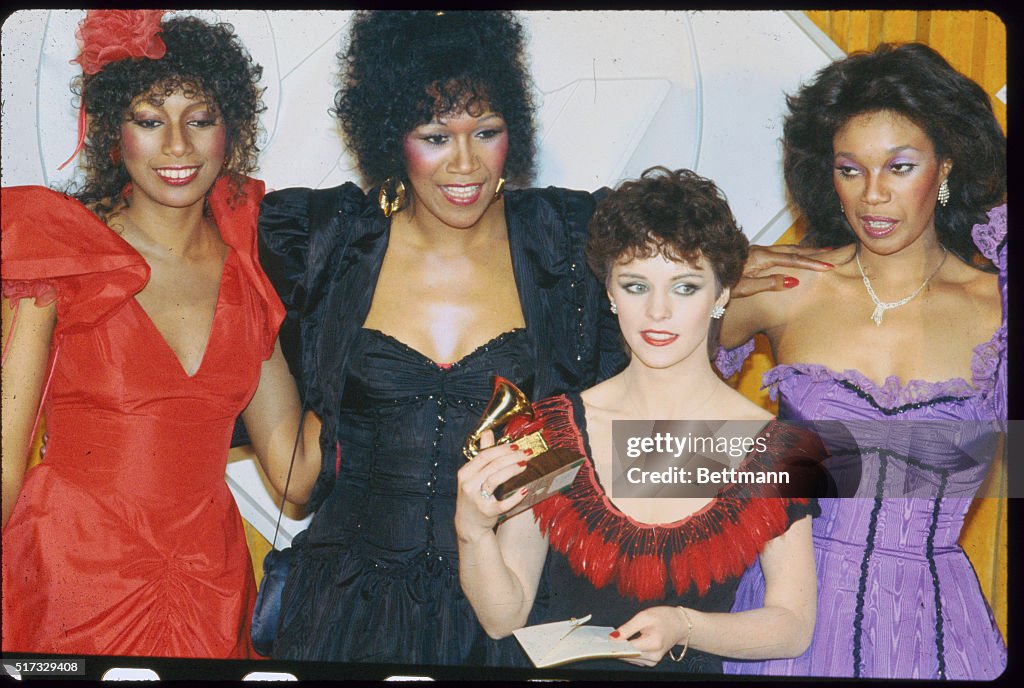 Songstress Sheena Easton Posing with the Pointer Sisters