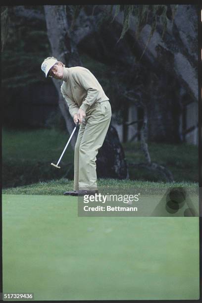 Pebble Beach, California: Golfer Tom Kite in action during the Bing Crosby Tournament in Pebble Beach. Kite won the tournament.