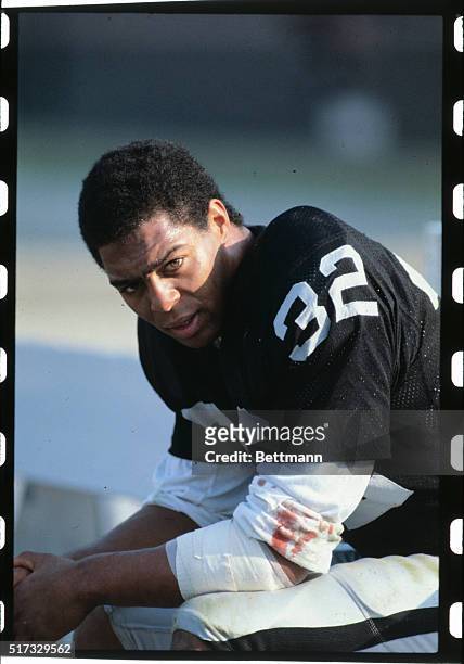 The Los Angeles Raider's running back Marcus Allen during a football game against the Los Angeles Rams.