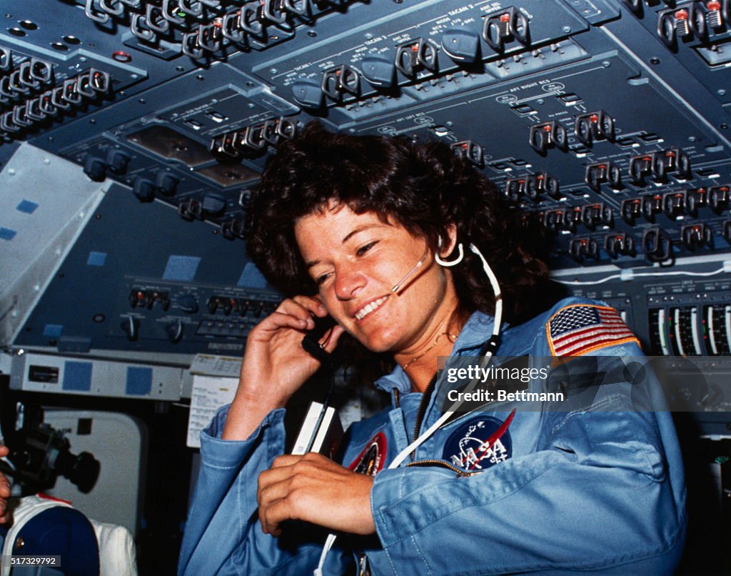Sally Ride Communicating with Ground Control
