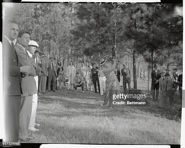 Swinging Sammy Snead, biggest money winner of the golfing pros for 1938, is pictured in action during the second round of Bobby Jones' Masters'...