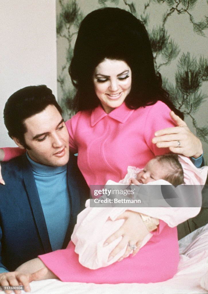 Elvis Presley with Wife and Newborn Daughter