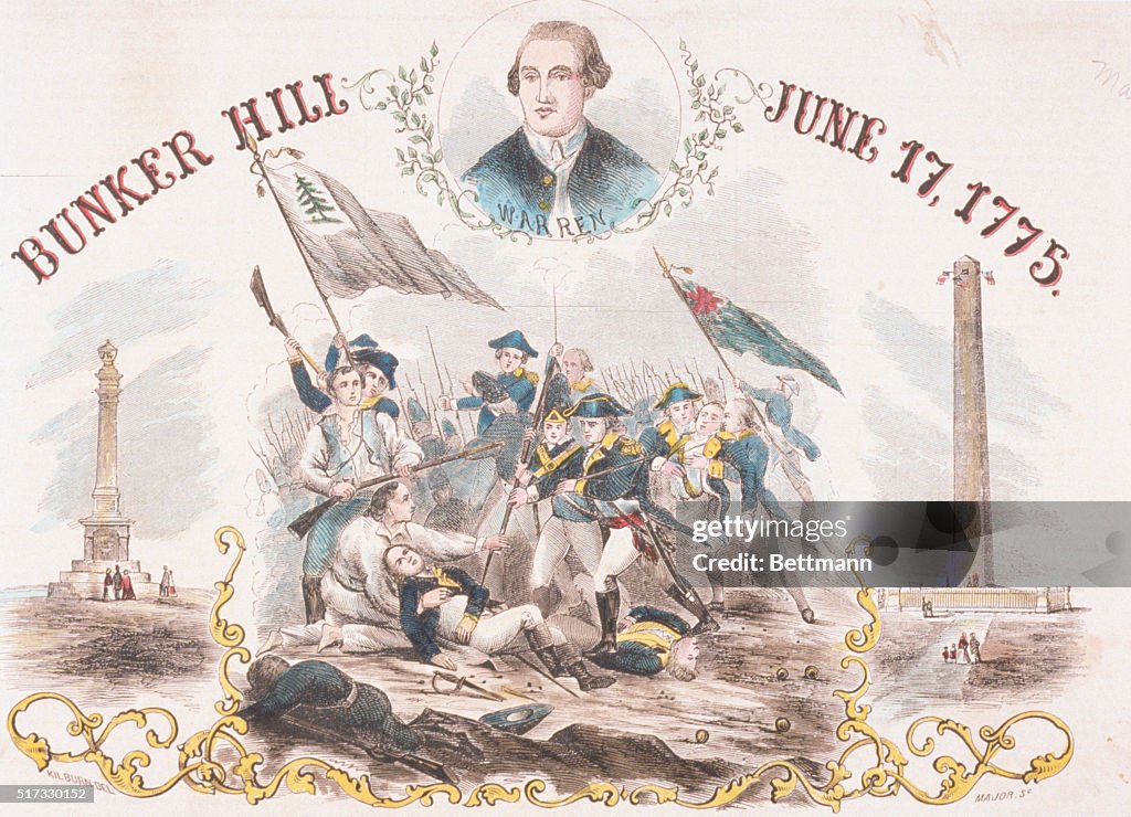 Engraved Vignettes of the Battle of Bunker Hill