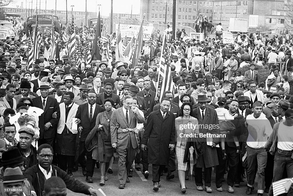 Martin Luther King With Civil Rights Marchers