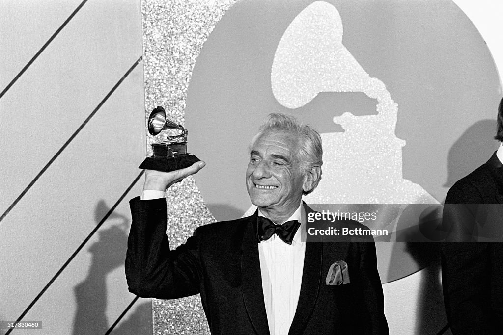 Leonard Bernstein Holding Grammy