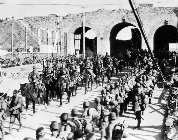 Japanese Forces March Into Nanking