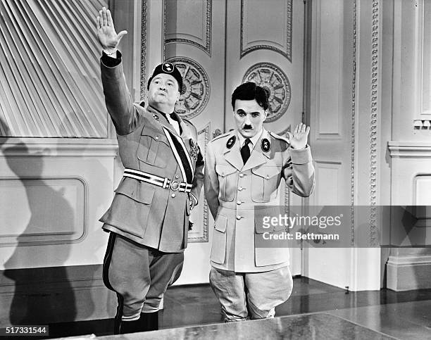 Charlie Chaplin, Jack Oakie In "The Great Dictator".