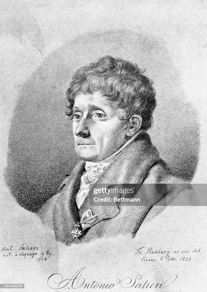 Antonio Salieri , Italian composer. Engraving, 1821. News Photo Getty