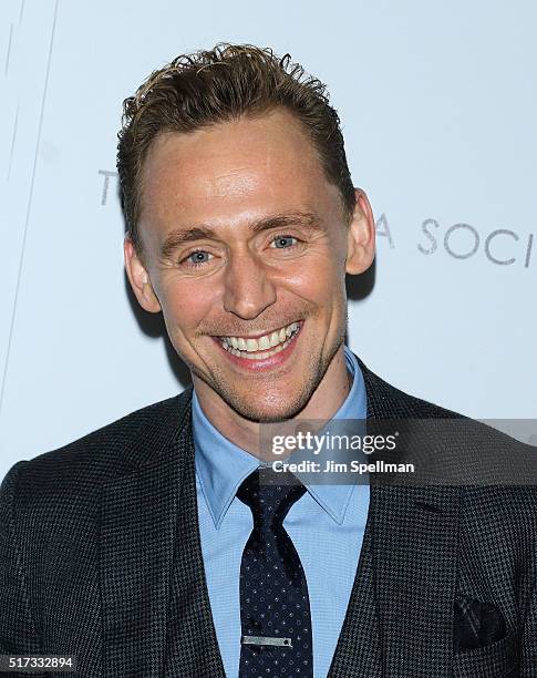 Actor Tom Hiddleston attends The Cinema Society with Hestia & St-Germain host a screening of Sony Pictures Classics' "I Saw the Light" at Metrograph...