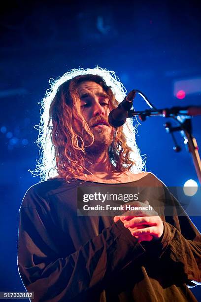 Australian singer Matt Corby performs live during a concert at the Astra on March 24, 2016 in Berlin, Germany.