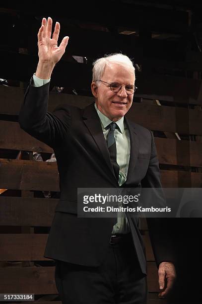 Comedian Steve Martin attends "Bright Star" Opening Night on Broadway Curtain Call at The Cort Theatre on March 24, 2016 in New York City.