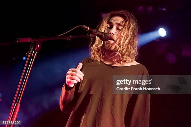 Australian singer Matt Corby performs live during a concert at the Astra on March 24, 2016 in Berlin, Germany.