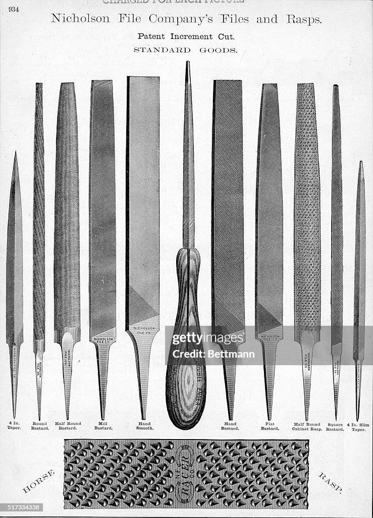 Nicholson File Company's files and rasps. Undated engraving. BPA2 News