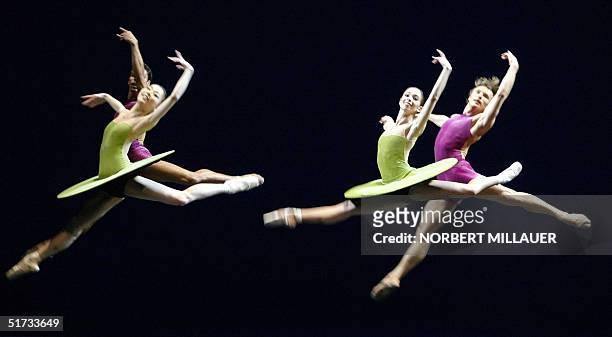 Dancers of the Dresden Opera perform a scene of "The Vertignous Thrill of Exactitude" during a photocall in Dresden, 12 November 2004. The production...
