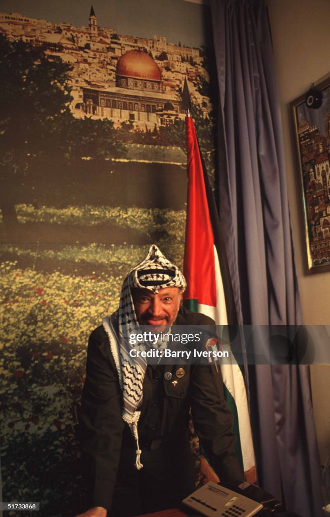 Portrait Of Arafat In His Office In Tunis