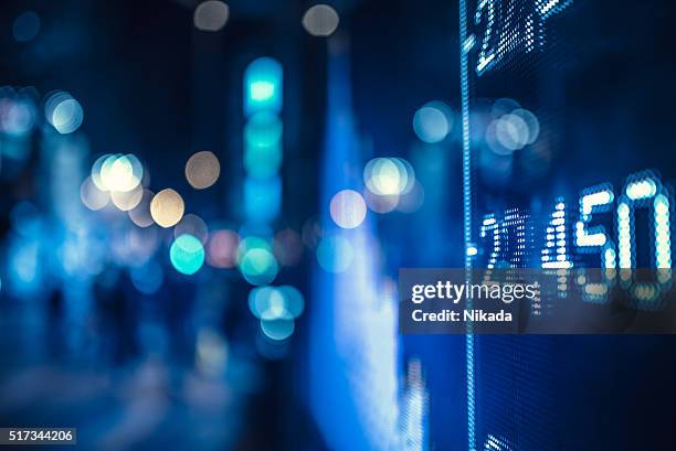 mostra mercato azionario numeri sulla strada - dow jones industrial average foto e immagini stock