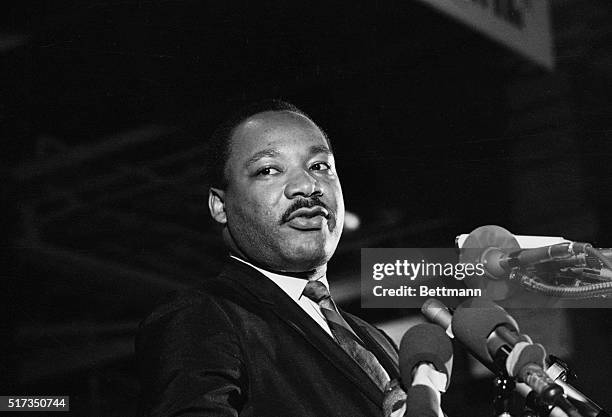 Memphis, TN: One of the last pictures to be taken of Dr. Martin Luther King, Jr. -- speaking to a mass rally April 3 in Memphis -- when he said he...