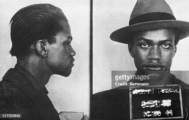 Boston, MA: Malcolm Little, at age 18, at the time of an arrest for larceny, police photograph front and profile.