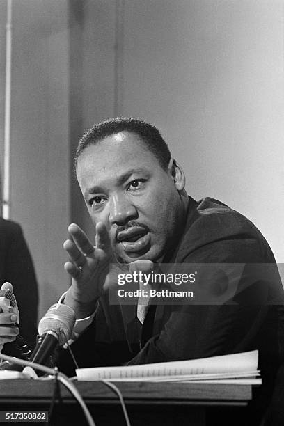 During a news conference, Dr. Martin Luther King, Jr. States that he will lead a civil rights march to the Georgia State Capitol on January 14, 1966...