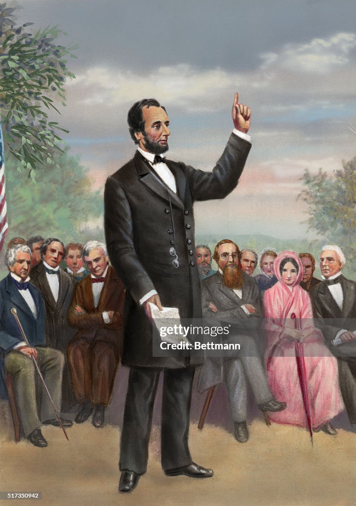 Illustration of Lincoln Giving the Gettysburg Address