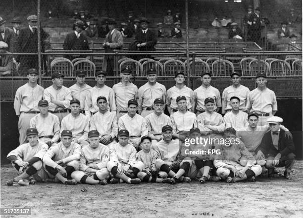 Team portrait of the 1924 Washington Senators, 1924. Back row, L-R: Firpo Marberry, Ralph Miller, Curly Ogden, Joe Martina, Tom Zachary, Walter...